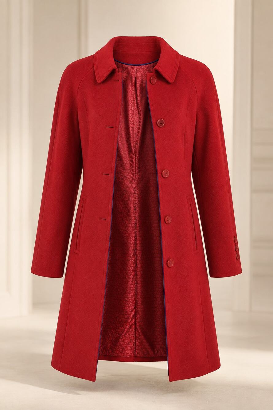 Perry Ellis Portfolio Womens Red Wool Angora Cashmere Blend Coat Size 10